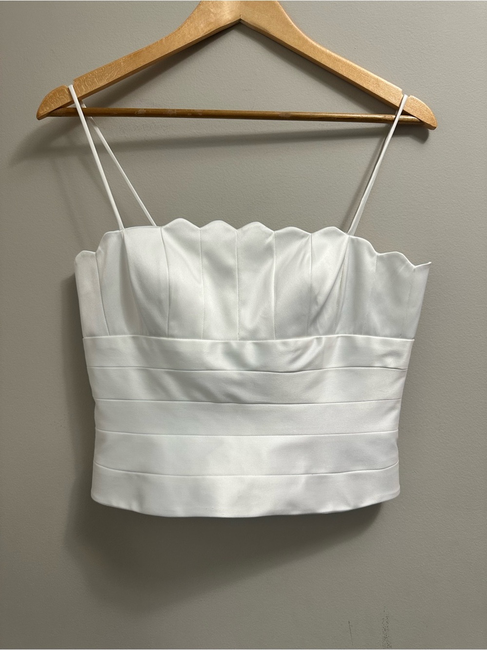 JS Collections White Scalloped Satin Camisole